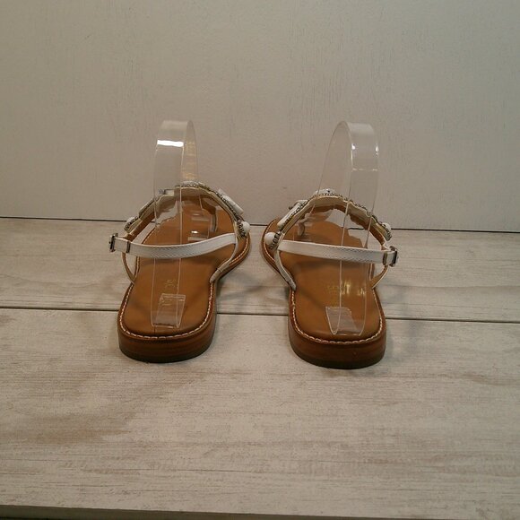 Chico's T-Strap White with Gray Beaded T-Strap Boho Sandals Size 8M - Picture 3 of 9